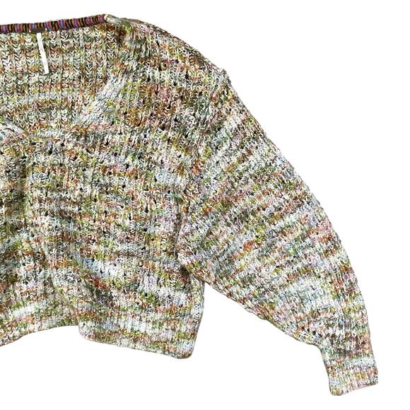 Free People Rainbow Highland V-neck Cropped Sweater - XS - Picture 3 of 5